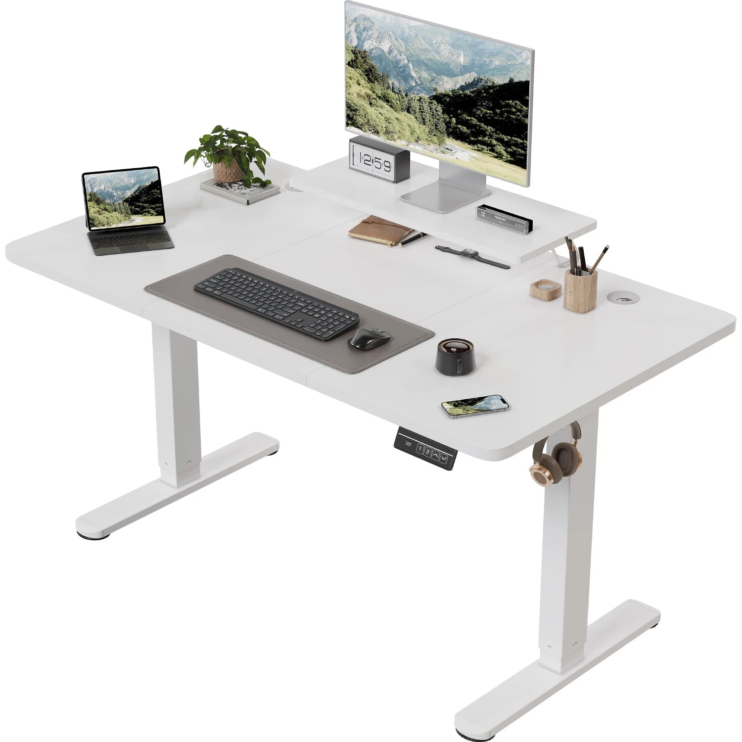 Bureau Électrique Assis-Debout – 120x60 cm & Support Écran