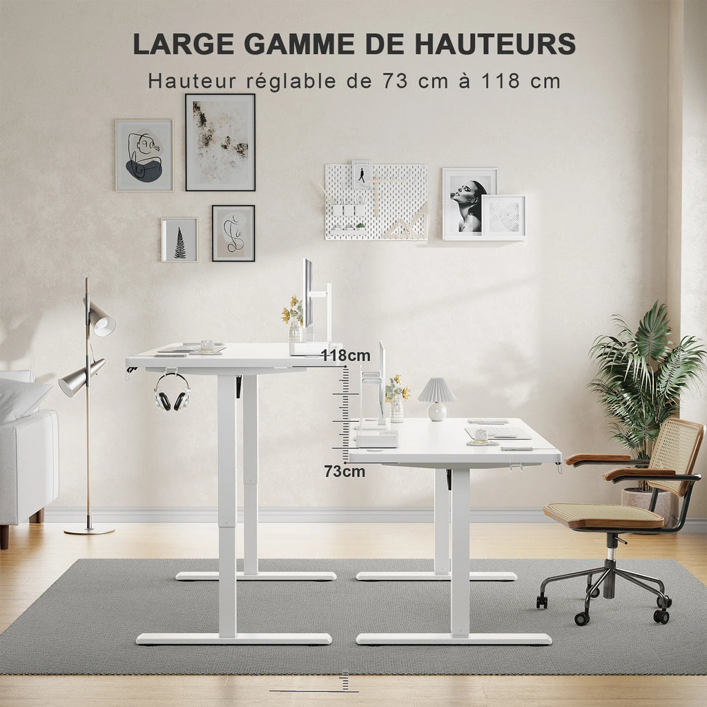 Bureau Assis-Debout Électrique – 140x60 cm & Recharge USB