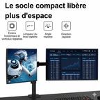 Support double écran mobile à fixation par pince, support d'ordinateur à rotation libre, support multi-usages pour écrans doubles.