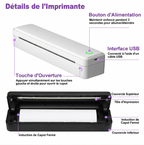 Imprimante Thermique A4 Portable – Bluetooth & Nomade