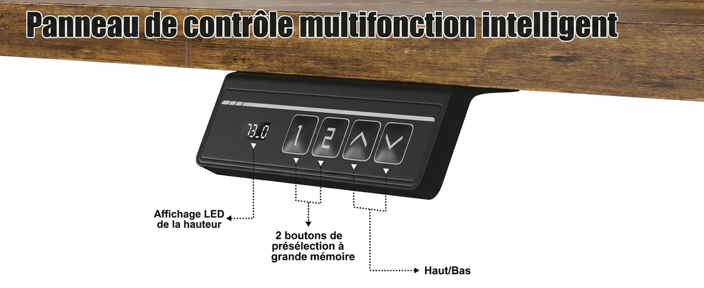 Bureau Électrique Assis-Debout – 160x70 cm & Support Écran
