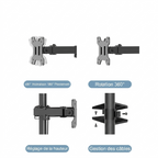 Support Triple Écran Articulé – Bras Robuste pour 13-27