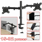 Support double écran mobile à fixation par pince, support d'ordinateur à rotation libre, support multi-usages pour écrans doubles.