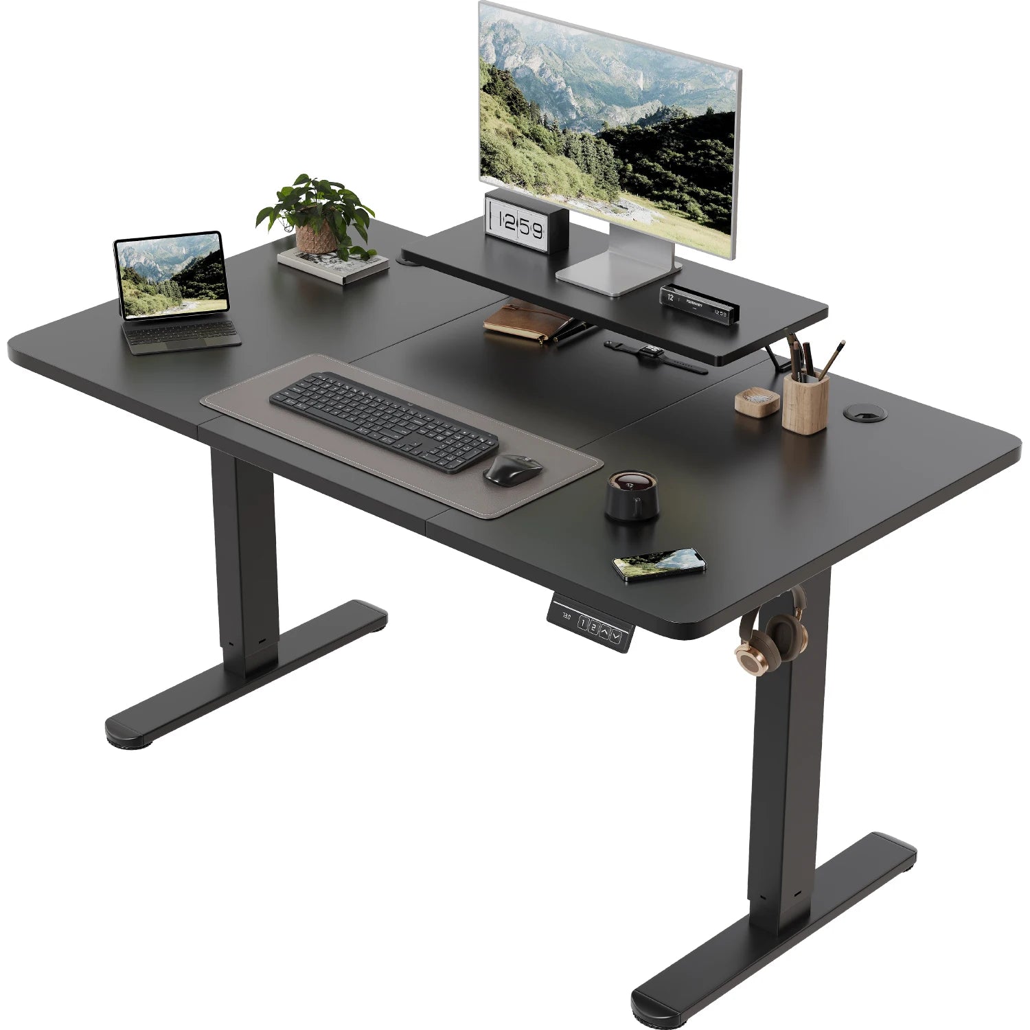 Bureau Électrique Assis-Debout – 120x60 cm & Support Écran
