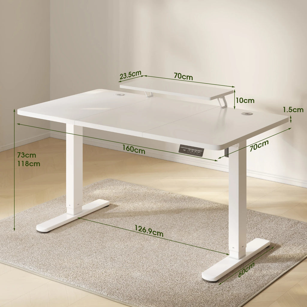 Bureau Électrique Assis-Debout – 160x70 cm & Support Écran