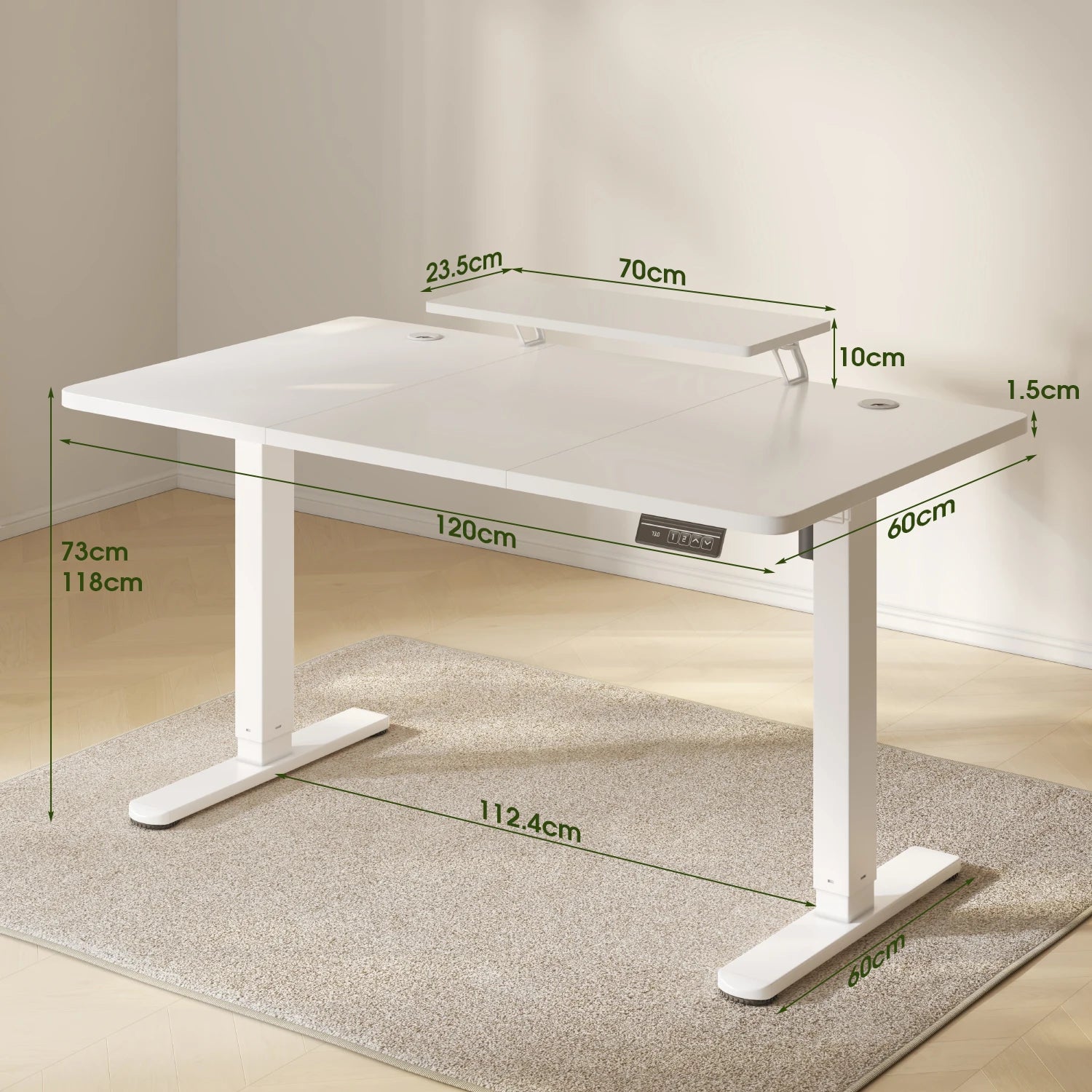 Bureau Électrique Assis-Debout – 120x60 cm & Support Écran