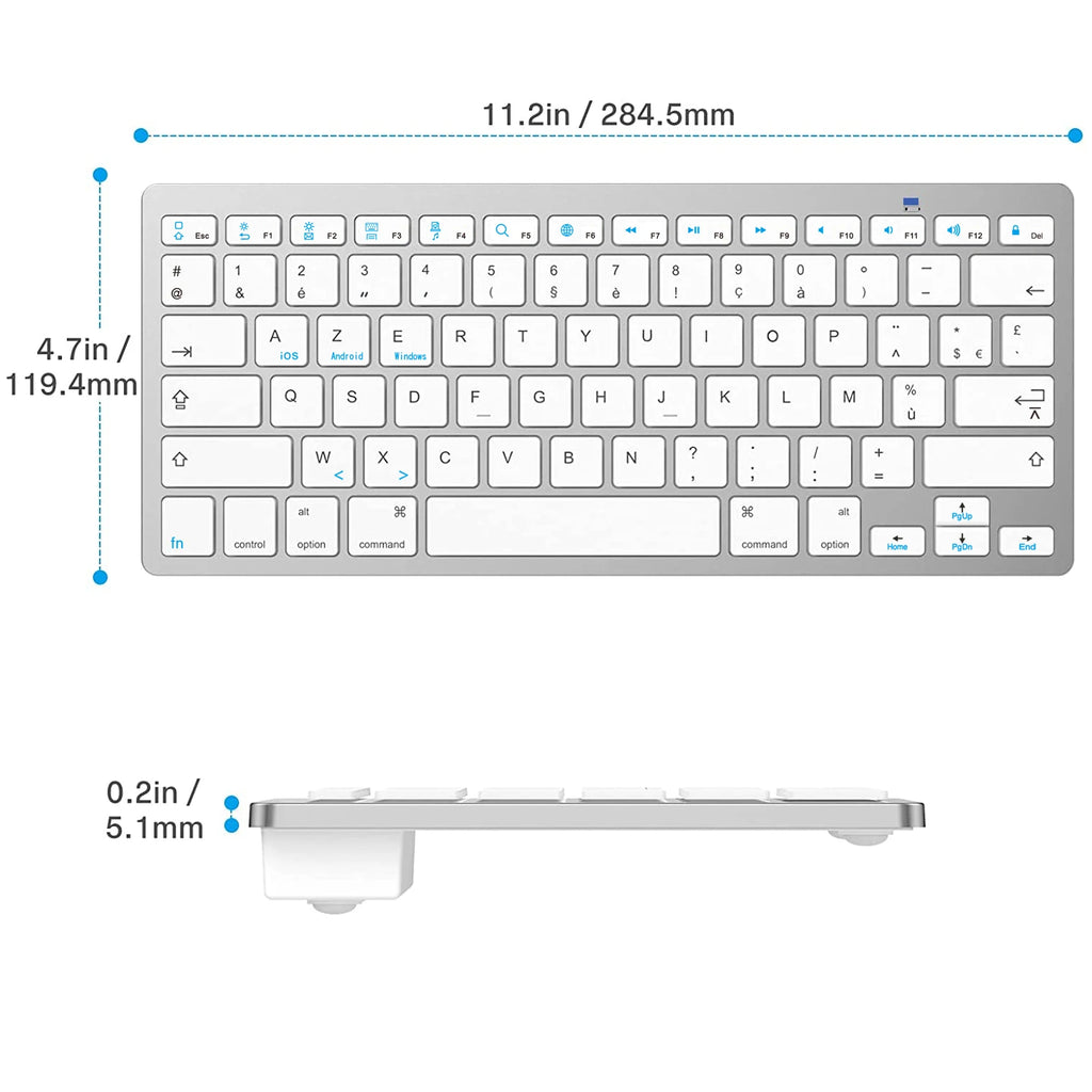 Clavier Bluetooth Compact – AZERTY Français & Multi-Systèmes