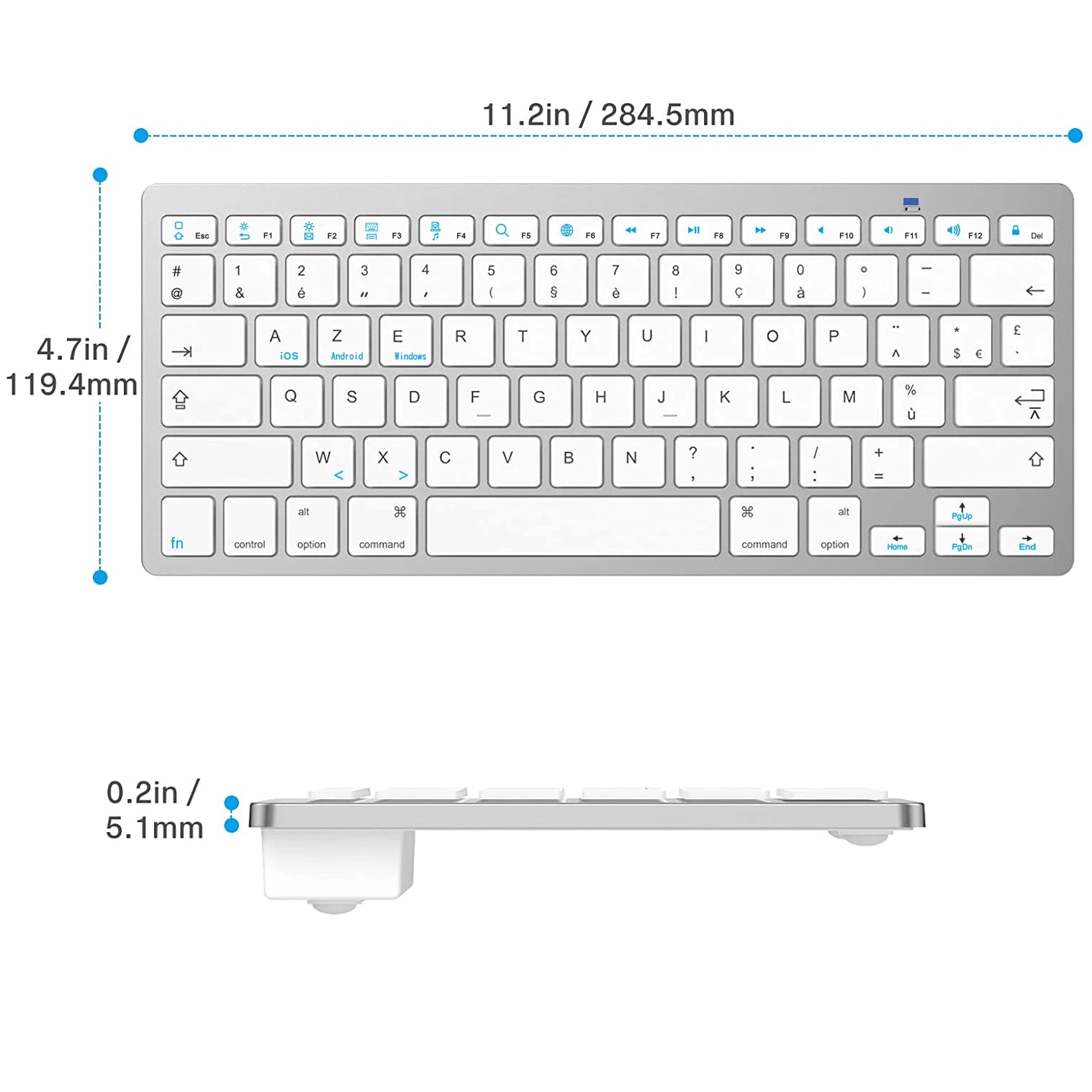 Clavier Bluetooth Compact – AZERTY Français & Multi-Systèmes
